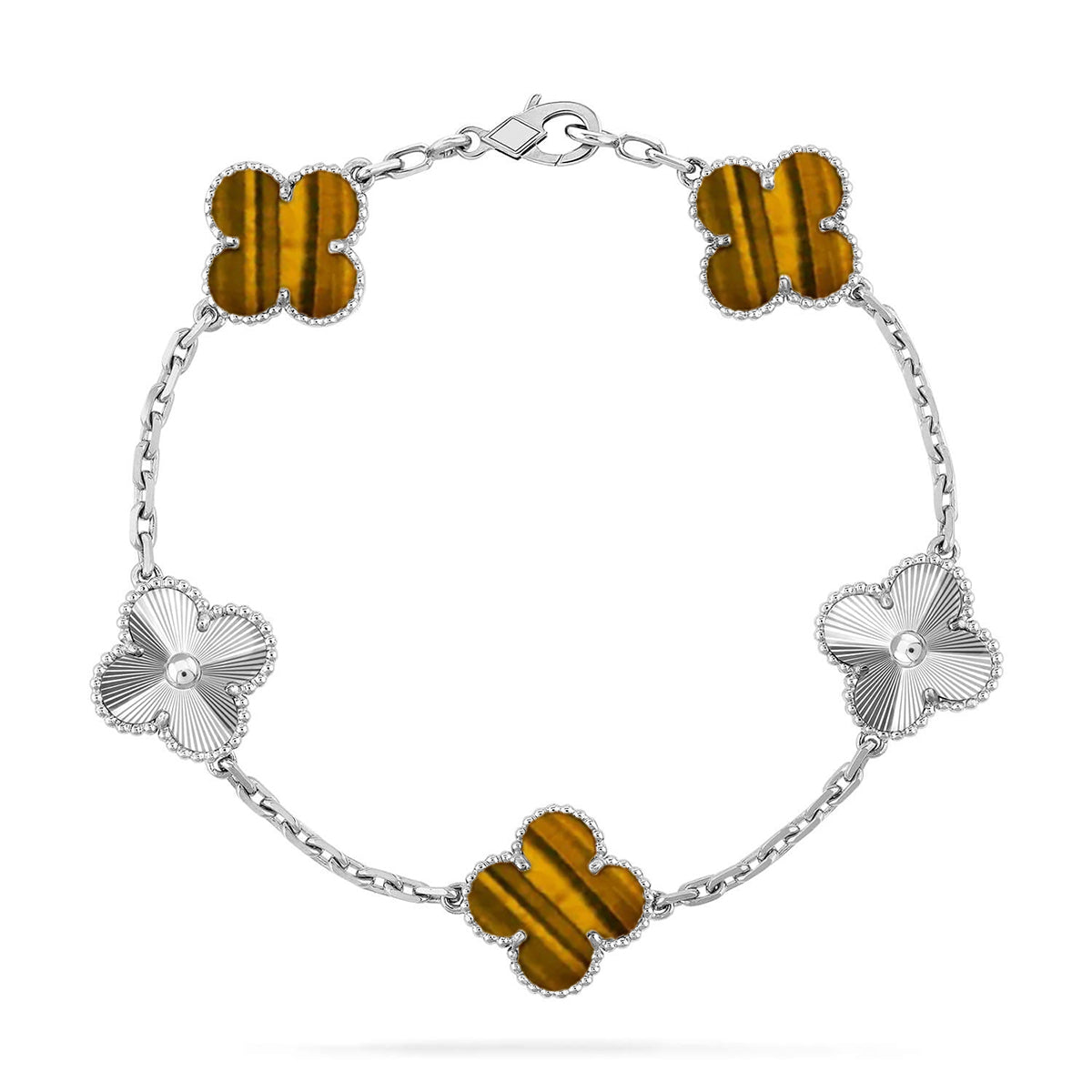 [⭐JeweliWhal] CLOVER 5 MOTIFS TIGER EYE BRACELET COLLECTION
