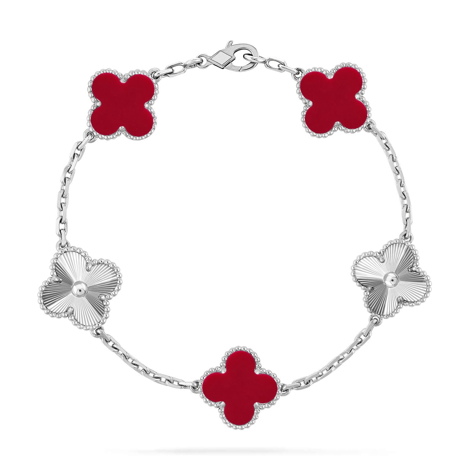[⭐JeweliWhal] CLOVER 5 MOTIF RED CORNELIAN BRACELET COLLECTION