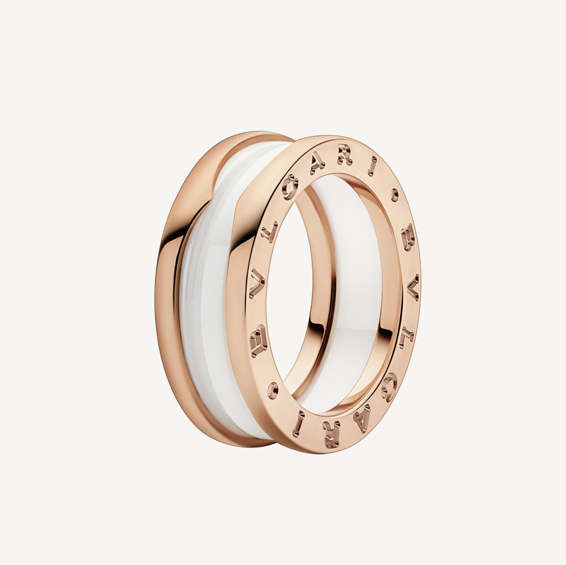 ¡®Jewelicorn¡¯ZERO 1 TWO-BAND LOOPS AND WHITE CERAMIC SPIRAL PINK GOLD RING
