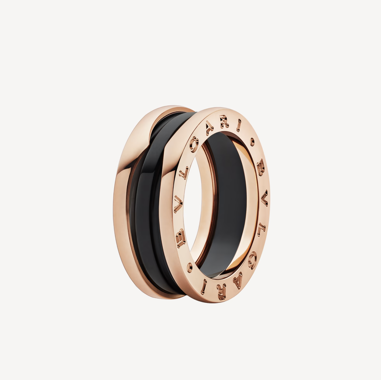 ¡®Jewelicorn¡¯ZERO 1 TWO-BAND LOOPS AND BLACK CERAMIC PINK GOLD RING