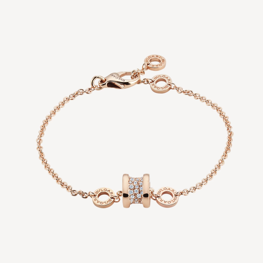 ¡®Jewelicorn¡¯ZERO 1 SOFT PINK GOLD WITH PAVED DIAMONDS ON THE SPIRAL BRACELET