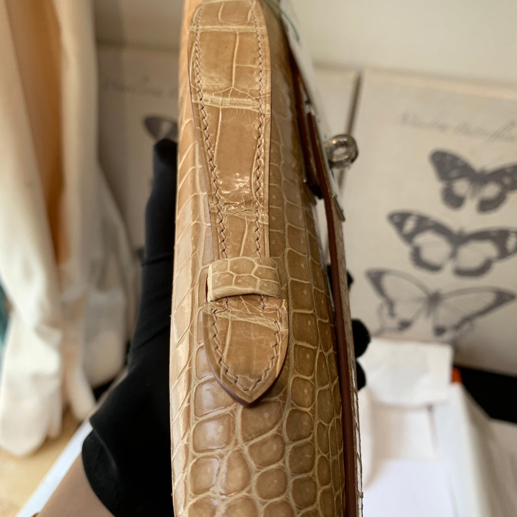 KELLY CUT 31 IN TORTILLA BROWN ALLIGATOR LEATHER WITH SILVER HARDWARE (MADE-TO-ODER)