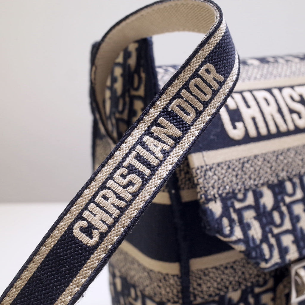 CAMP DOUBLE BUCKLE BAG 28 IN NAVY BLUE MONOGRAM OBLIQUE JACQUARD