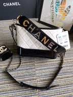 CC MEDIUM 20 HOBO BAG IN WHITE MIX BLACK CALFSKIN WITH STRAP