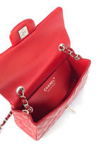 MINI RECTANGLE FLAP BAG 20CM RED PATENT CALFSKIN SILVER HARDWARE