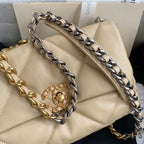 CC MEDIUM 26 Klapptasche in Beige Creme Lammleder