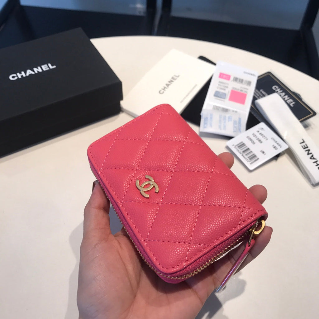 CC ZIPPED COIN BASIC GELDBÖRSE 11 ROT PINK KALBSLEDER GOLD ICON