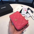 CC ZIPPED COIN BASIC GELDBÖRSE 11 ROT PINK KALBSLEDER GOLD ICON