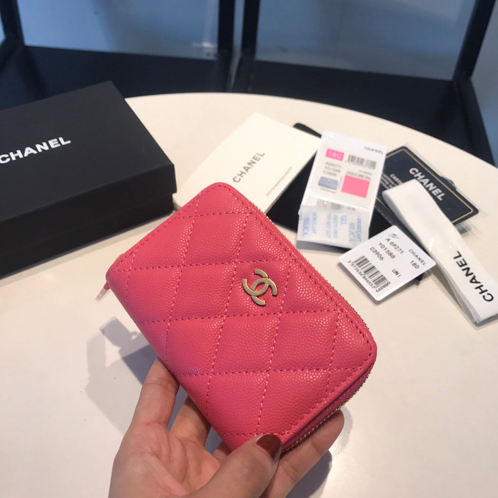 CC ZIPPED COIN BASIC GELDBÖRSE 11 ROT PINK KALBSLEDER GOLD ICON