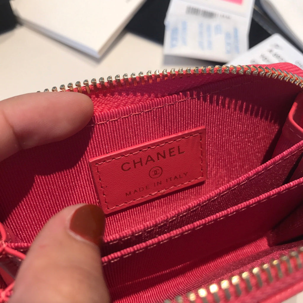 CC ZIPPED COIN BASIC GELDBÖRSE 11 ROT PINK KALBSLEDER GOLD ICON