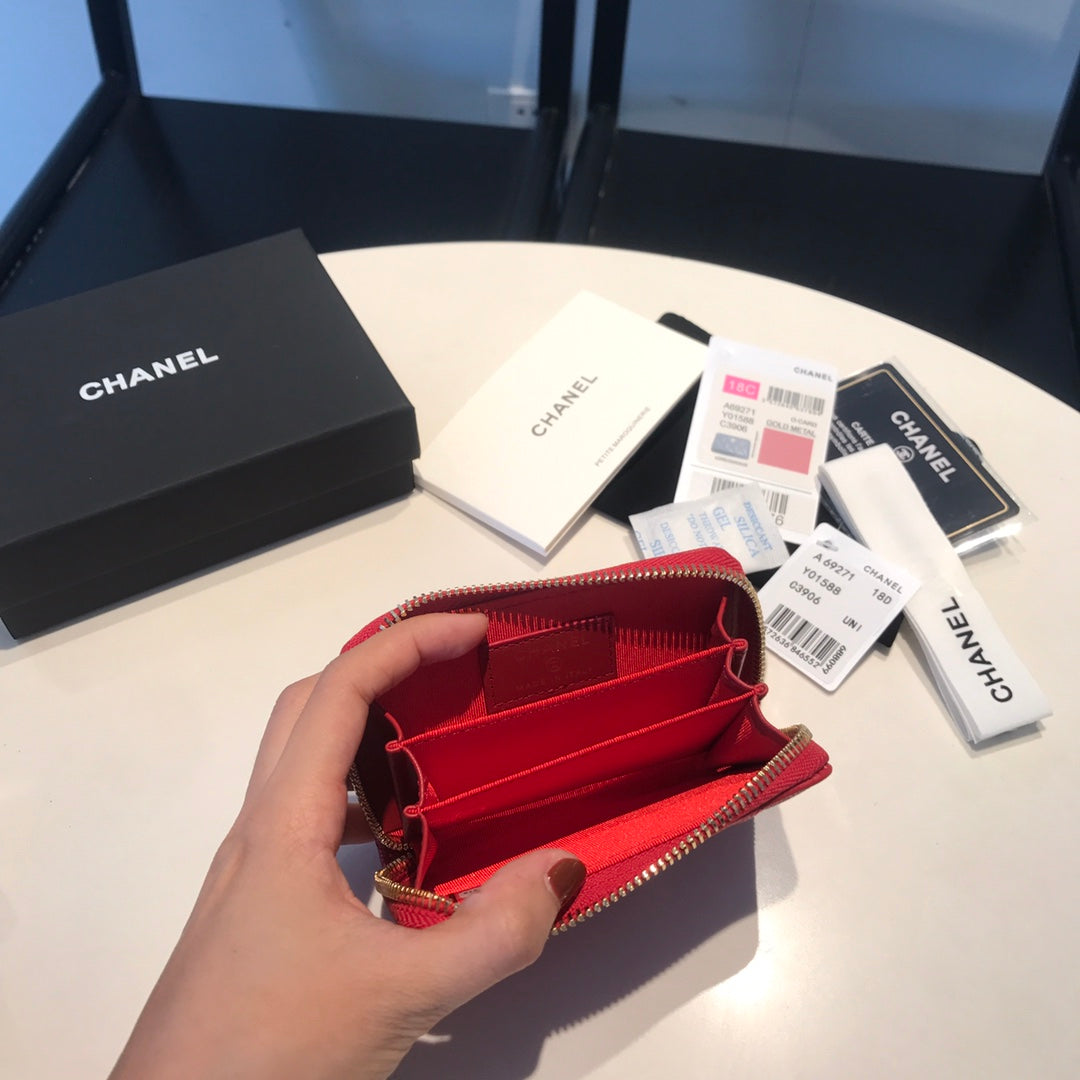 CC ZIPPED COIN BASIC GELDBÖRSE 11 ROTES KALBSLEDER GOLDENES ICON