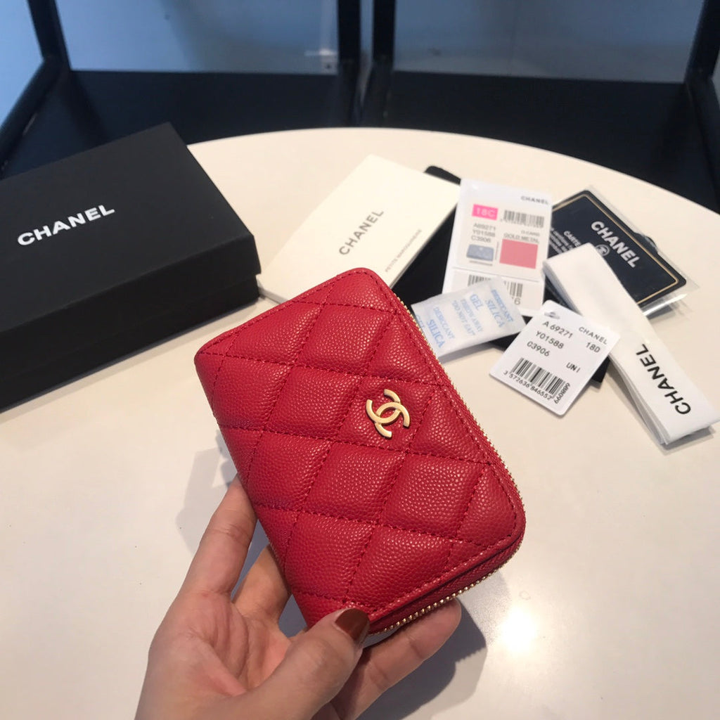 CC ZIPPED COIN BASIC GELDBÖRSE 11 ROTES KALBSLEDER GOLDENES ICON