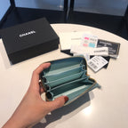 CC Reißverschluss-Kaviar-Geldbörse 11 Türkis Kalbsleder Gold Icon