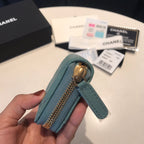 CC Reißverschluss-Kaviar-Geldbörse 11 Türkis Kalbsleder Gold Icon