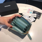 CC Reißverschluss-Kaviar-Geldbörse 11 Türkis Kalbsleder Gold Icon