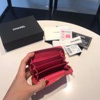 CC Reißverschluss-Kaviar-Geldbörse 11 Rot-Rosa Kalbsleder Gold Icon