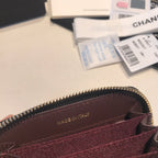 CC Reißverschluss-Kaviar-Geldbörse 11 Schwarzes Kalbsleder Gold Icon