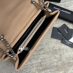 LOULOU SMALL 25 IN BEIGE LAMMLEDER SILBERNE BESCHLÄGE