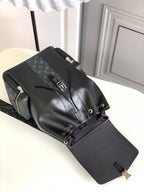 RUCKSACK 45 AUS SCHWARZEM KALBSLEDER UND GUN METAL MONOGRAMM ECLIPSE CANVAS