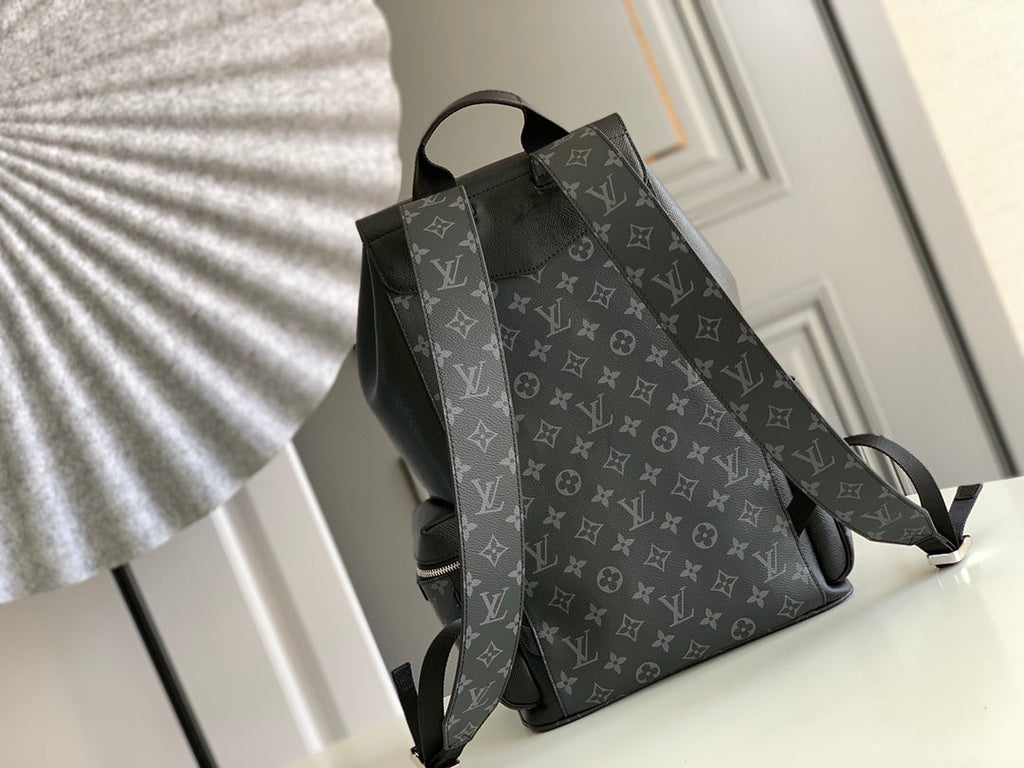 RUCKSACK 45 AUS SCHWARZEM KALBSLEDER UND GUN METAL MONOGRAMM ECLIPSE CANVAS