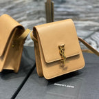 KAIA 18 HANDTASCHE IN GELB-CREME-KALBLEDER