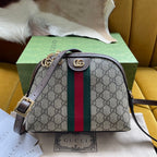 OPHIDIA GG MEDIUM 23 SCHULTERTASCHE BEIGE UND EBONY SUPREME CANVAS