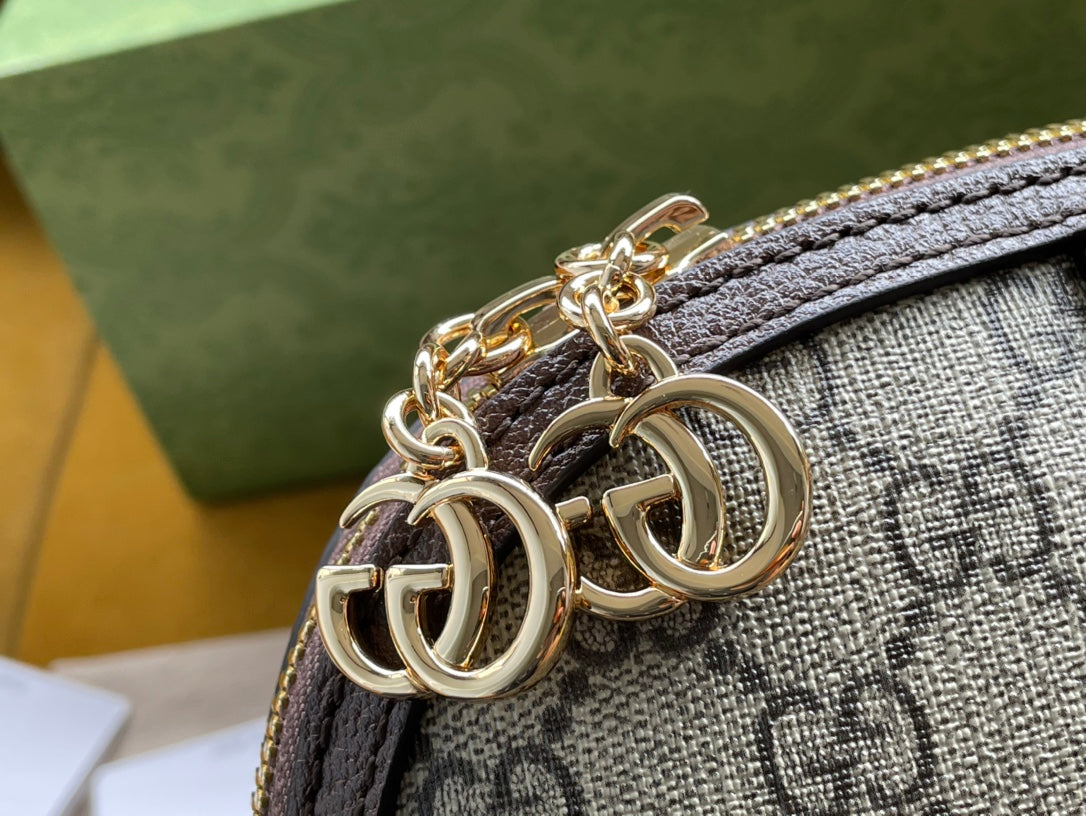 OPHIDIA GG MEDIUM 23 SCHULTERTASCHE BEIGE UND EBONY SUPREME CANVAS