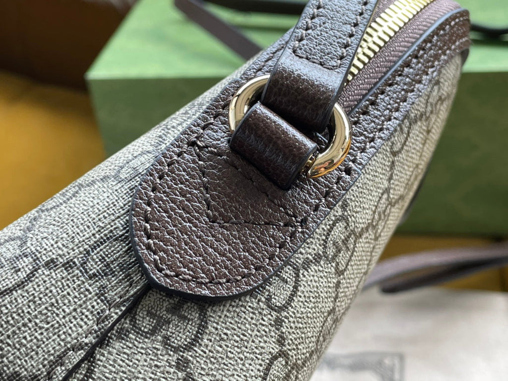 OPHIDIA GG MEDIUM 23 SCHULTERTASCHE BEIGE UND EBONY SUPREME CANVAS