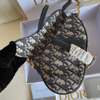 CD-Satteltaschenriemen mit 19 cm langem Riemen, blauer Obique-Stickerei