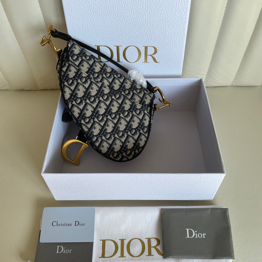 CD-Satteltaschenriemen mit 19 cm langem Riemen, blauer Obique-Stickerei