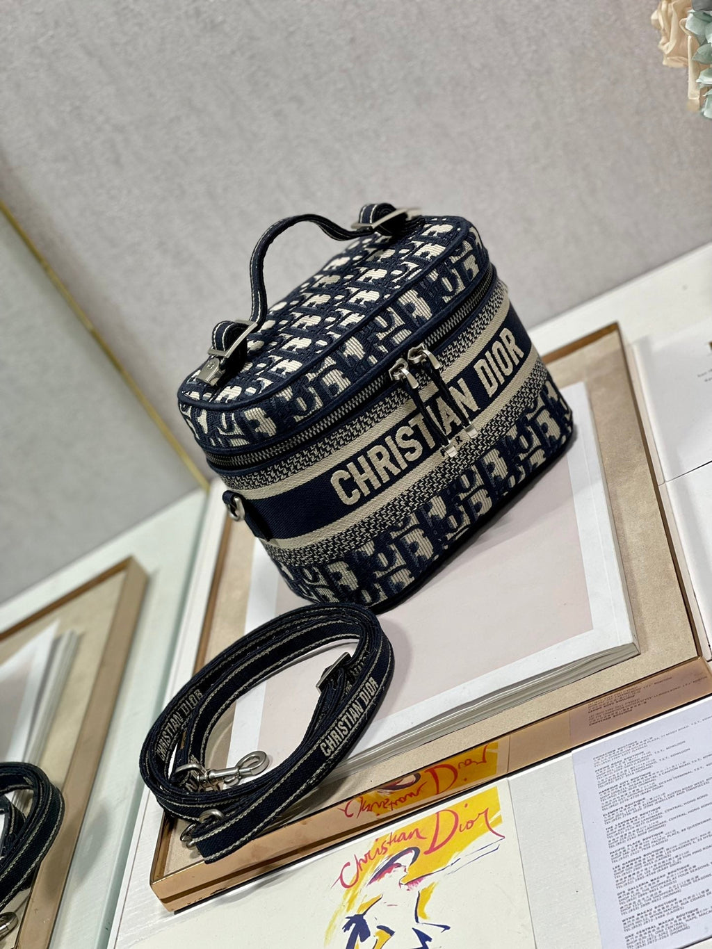 CROSSBODY MINI 18 VANITY CASE IN SCHWARZEM MONOGRAM OBLIQUE JACQUARD