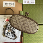 OPHIDIA MITTLERE EIMERTASCHE 26 MIT WEB IN BEIGE EBONY CANVAS MIX BRAUN KALBSLEDER