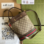 OPHIDIA MITTLERE EIMERTASCHE 26 MIT WEB IN BEIGE EBONY CANVAS MIX BRAUN KALBSLEDER
