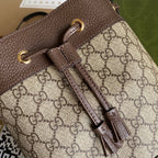 OPHIDIA MITTLERE EIMERTASCHE 26 MIT WEB IN BEIGE EBONY CANVAS MIX BRAUN KALBSLEDER