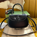 Bambus-Tragegrifftasche, 21 Zoll, schwarzes Kalbsleder