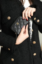 CC ZIPPED COIN BASIC GELDBÖRSE 11 SCHWARZES KALBSLEDER GOLD ICON