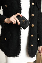 CC ZIPPED COIN BASIC GELDBÖRSE 11 SCHWARZES KALBSLEDER GOLD ICON