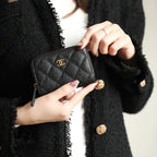 CC ZIPPED COIN BASIC GELDBÖRSE 11 SCHWARZES KALBSLEDER GOLD ICON