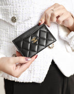 Kreditkartenetui 11 Schwarzes Kalbsleder Gold Icon