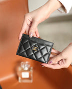 Kreditkartenetui 11 Schwarzes Kalbsleder Gold Icon