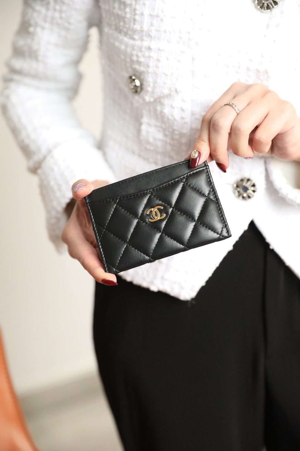 Kreditkartenetui 11 Schwarzes Kalbsleder Gold Icon