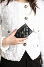 Kreditkartenetui 11 Schwarzes Kalbsleder Gold Icon