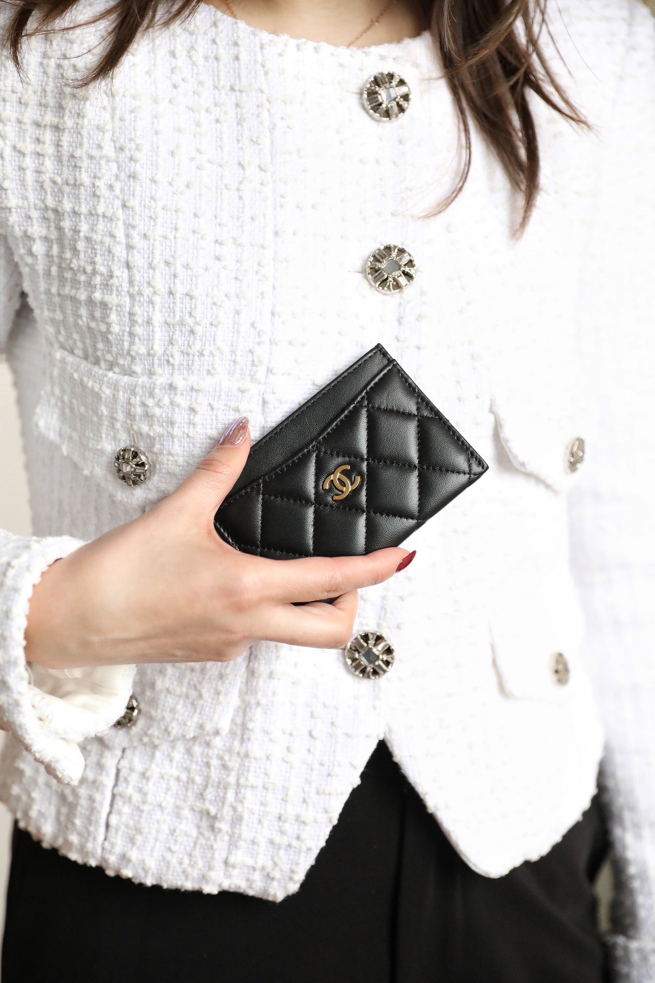 Kreditkartenetui 11 Schwarzes Kalbsleder Gold Icon