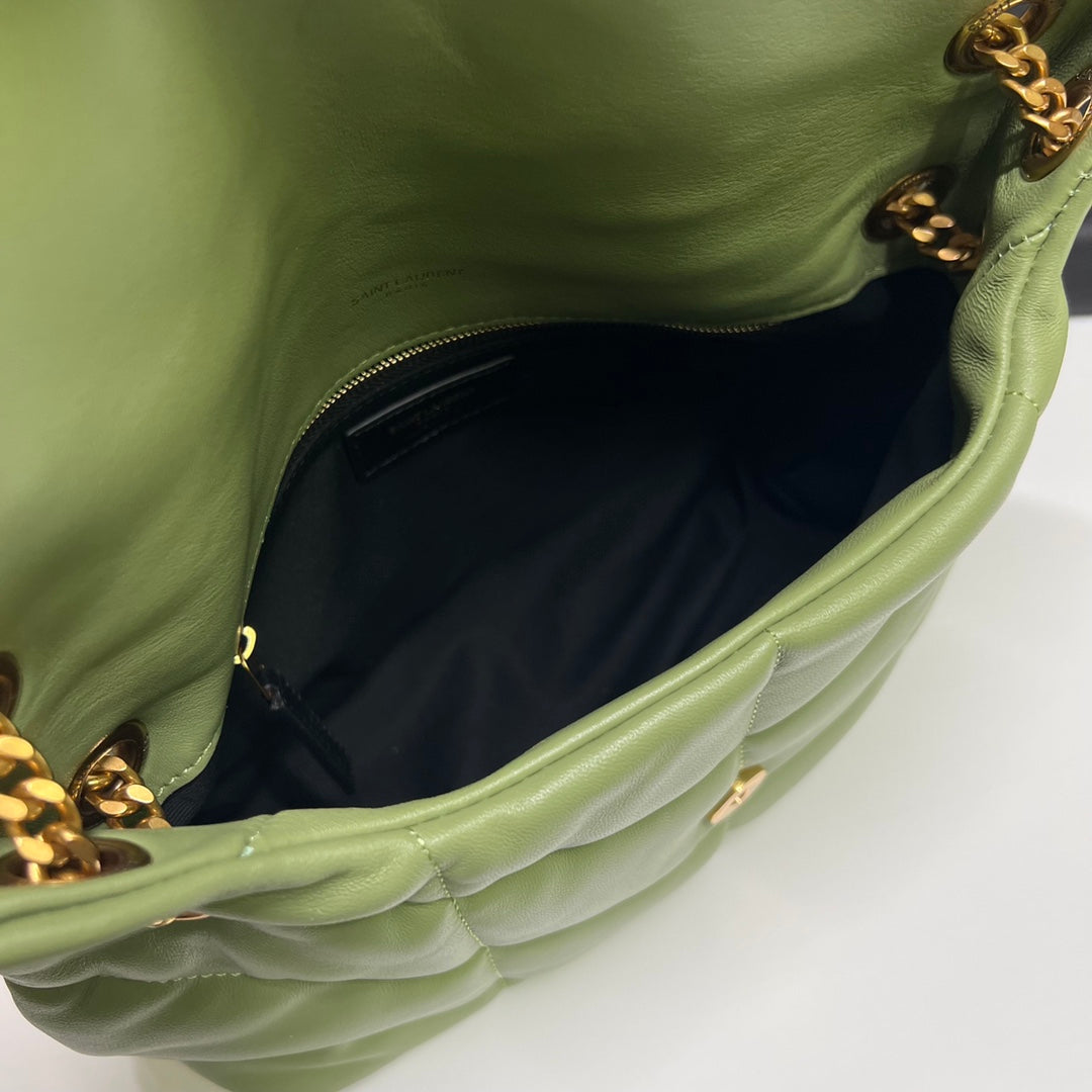 PUFFER TOY 29 IN FERN GREEN LAMBSLEIN GOLDENE BESCHLÄGE