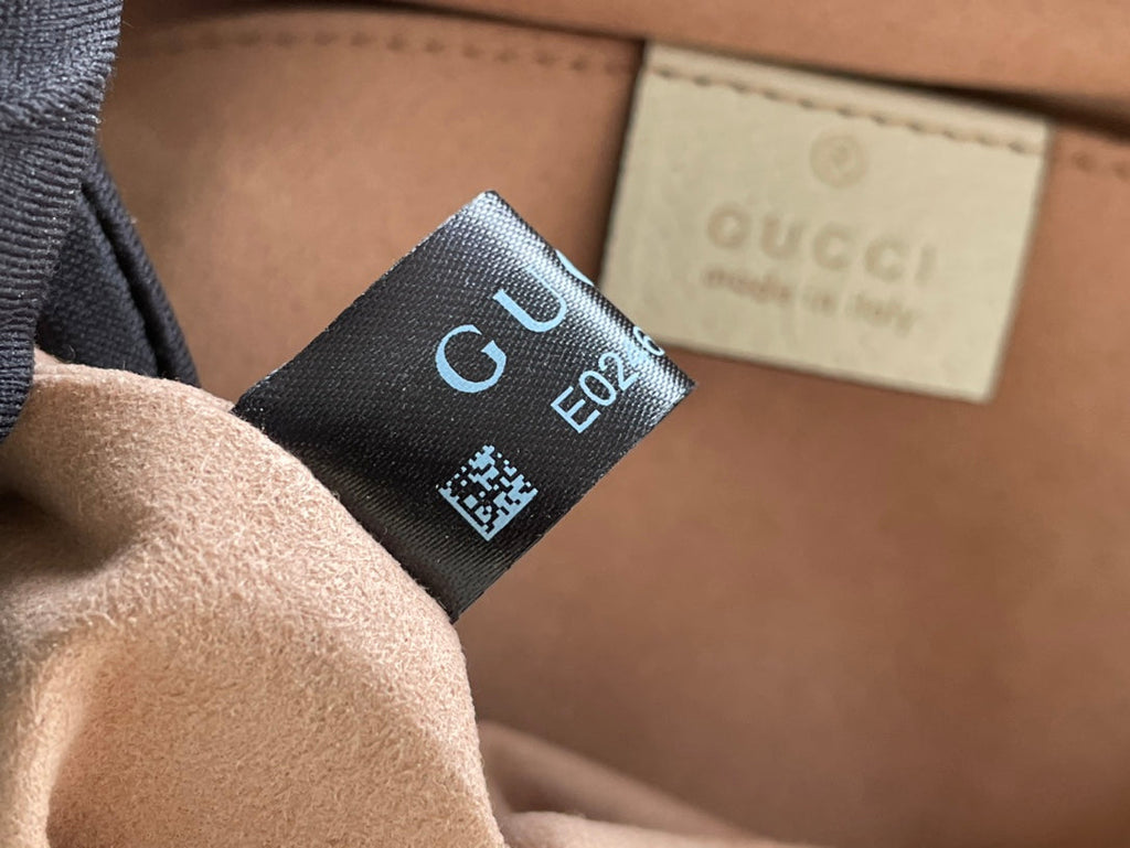 GG OPHIDIA 24 Tote Bag aus beigefarbenem Canvas und weißem Kalbsleder