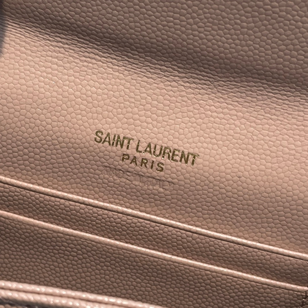 Kartenetui aus MONOGRAM 12 rosafarbenem Lachs-Kalbsleder