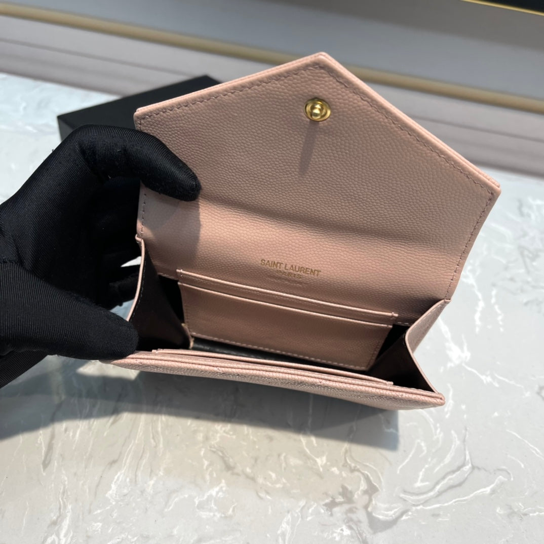 Kartenetui aus MONOGRAM 12 rosafarbenem Lachs-Kalbsleder