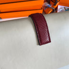 JIGE ELAN 29 CLUTCH IN WHITE CALFSKIN WITH GARNET RED LIZARD SKIN (MADE-TO-ODER)