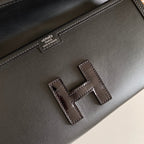 JIGE ELAN 29 CLUTCH IN BLACK CALFSKIN WITH LIZARD SKIN (MADE-TO-ODER)