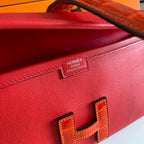 JIGE ELAN 29 CLUTCH IN RUBY RED CALFSKIN WITH APPLE RED LIZARD SKIN (MADE-TO-ODER)